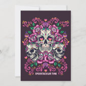 Skull floral Party Planner uitnodiging (Voorkant)