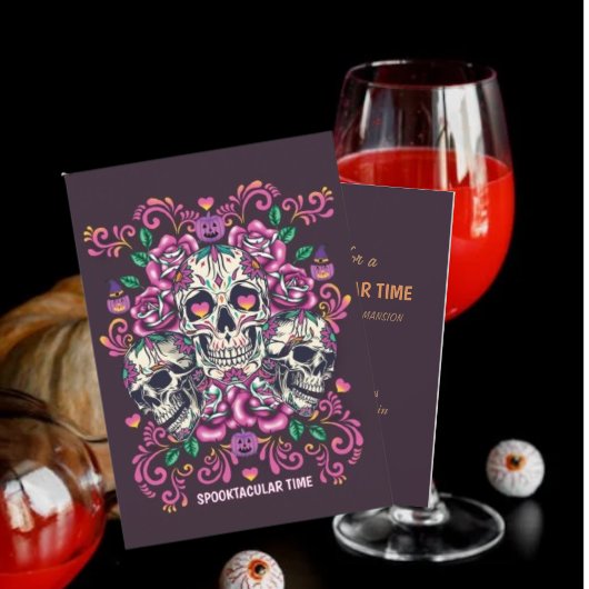 Skull floral Party Planner uitnodiging