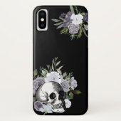 Skull Floral Rozen Black White Gothic Halloween Case-Mate iPhone Case (Achterkant)