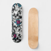 Skull Flower gothic Digital Pattern Skateboard (Voorkant)