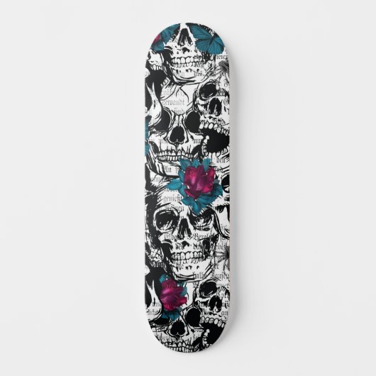 Skull Flower gothic Digital Pattern Skateboard (Voorkant)