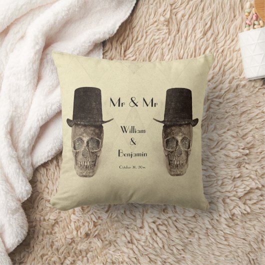 Skull Gay Mr. en Mr. Retro Sepia Wedding Kussen (Deken)