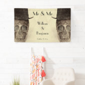 Skull Gay Mr. en Mr. Retro Sepia Wedding Spandoek (Insitu)