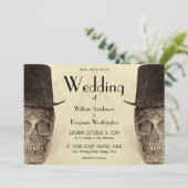 Skull Gay Mr. en Mr. Sepia Retro bruiloft Kaart (Staand voorkant)