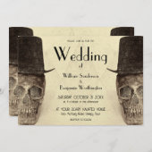 Skull Gay Mr. en Mr. Sepia Retro bruiloft Kaart (Voorkant / Achterkant)