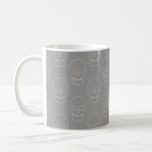 Skull - Ghost Grey and Bone White Koffiemok (Links)
