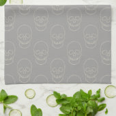Skull - Ghost Grey and Bone White Theedoek (Gevouwen)