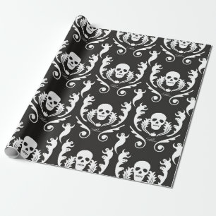 Skull & Ghosts Damask Cadeaupapier