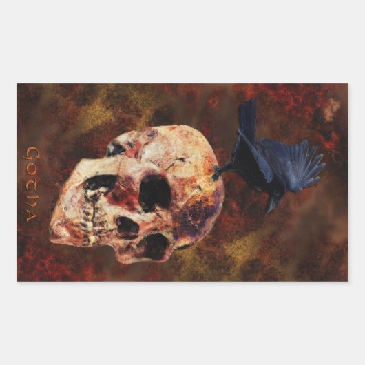 Skull & Gothic Crow Fantasy Art Stickers (Voorkant)