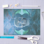 Skull Gothic Floral Blauwgroen Blue Grunge Texture Tissuepapier (Craft)