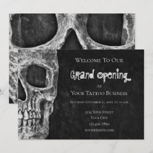 Skull Gothic Grand Opening Black White Tattoo Shop Kaart