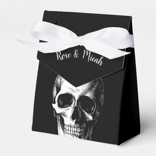 Skull Gothic Halloween Wedding Favor Boxes Bedankdoosjes (Voorkant Zijde)