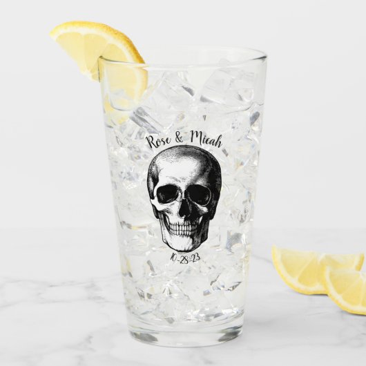 Skull Gothic Halloween Wedding Glasses Glas (Voorkant ijs)