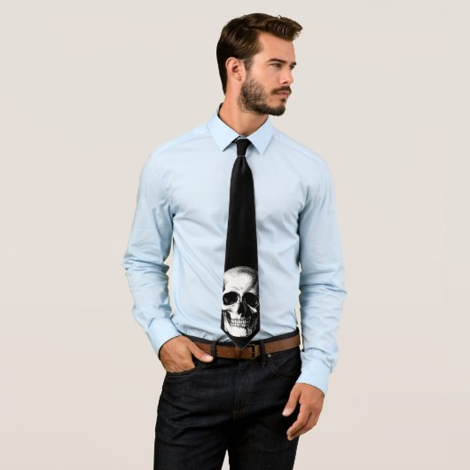 Skull Gothic Halloween Wedding Mannen Necktie Stropdas (In situ)