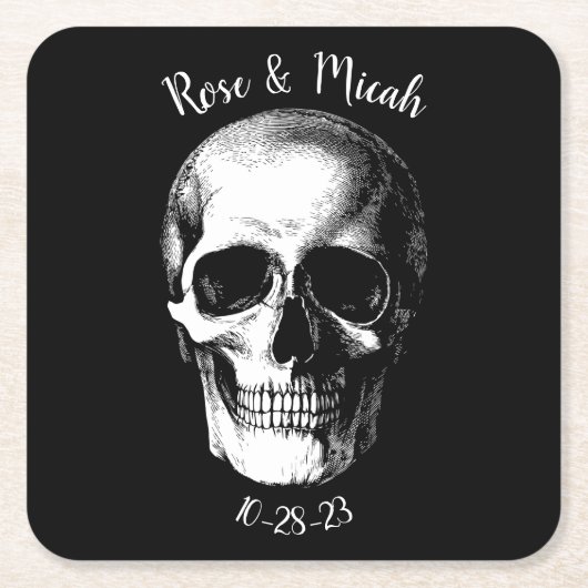 Skull Gothic Halloween Wedding Onderzetters (Voorkant)