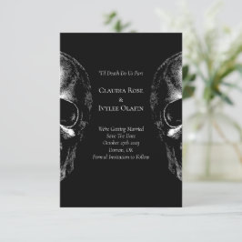 Skull Gothic Halloween Wedding Save the Date Kaart