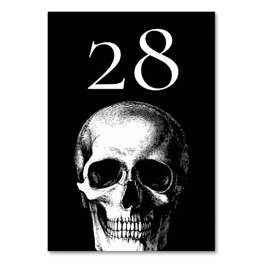 Skull Gothic Halloween Wedding Table Number Kaarte Kaart (Voorkant)
