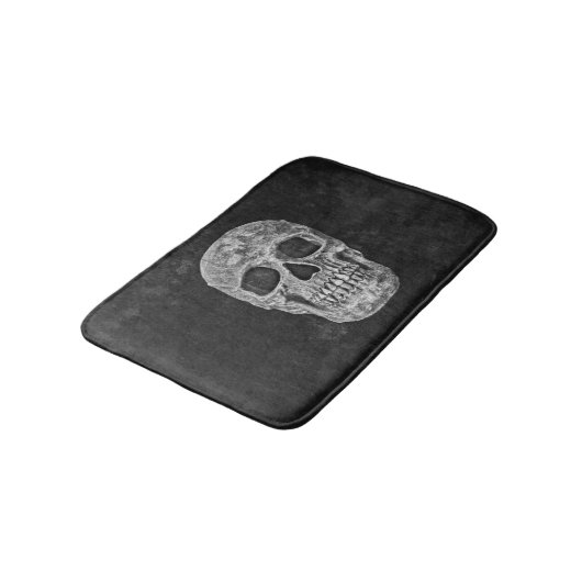 Skull Gothic Old Grunge Black and White Texture Badmat (Gekanteld)