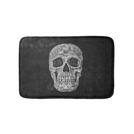 Skull Gothic Old Grunge Black and White Texture Badmat (Voorkant)