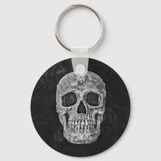 Skull Gothic Old Grunge Black and White Texture Sleutelhanger (Voorkant)