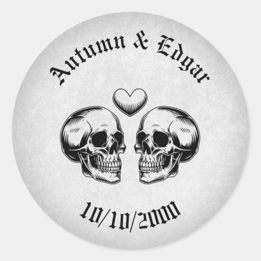 Skull Gothic Wedding Ronde Sticker (Voorkant)