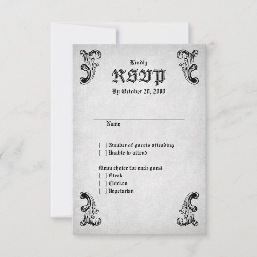 Skull Gothic Wedding RSVP Kaartje (Voorkant)
