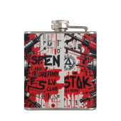 Skull Graffiti Flask – rood, zwart Heupfles (Achterkant)