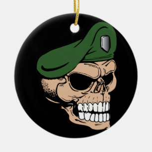 Skull Green Beret Keramisch Ornament