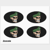 Skull Green Beret Ovale Sticker (Vel)