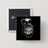 Skull Grenade Vierkante Button 5,1 Cm (Voorkant /achterkant)