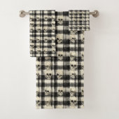 Skull Grid – Macabre geometrie in zwart-wit Bad Handdoek (Insitu)