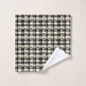 Skull Grid – Macabre geometrie in zwart-wit Bad Handdoek (Wasdoekje)