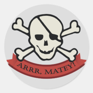 Skull - Grijze Klassic Round Sticker, Glossy Ronde Sticker