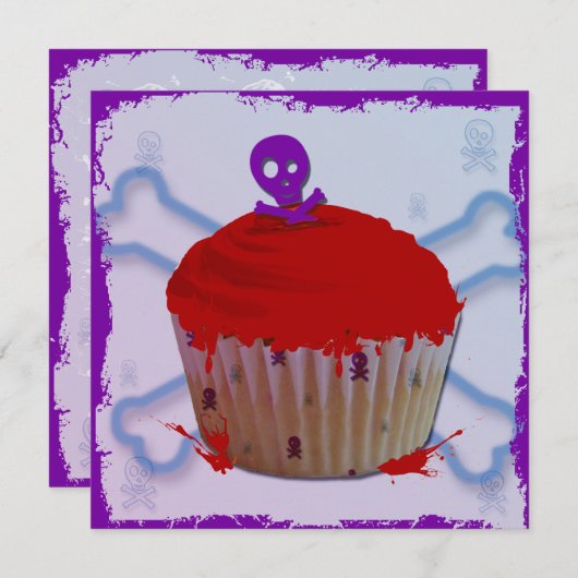 Skull Grunge Cupcake Notecards Notitiekaartje (Voorkant / Achterkant)