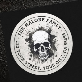 Skull grunge Halloween retouradres Ronde Sticker