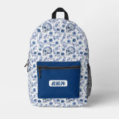 Skull Gzhel Pattern Personalized Backpack  Bedrukte Rugzak (Voorkant)