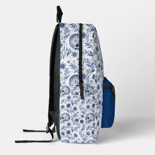 Skull Gzhel Pattern Personalized Backpack  Bedrukte Rugzak (Links)