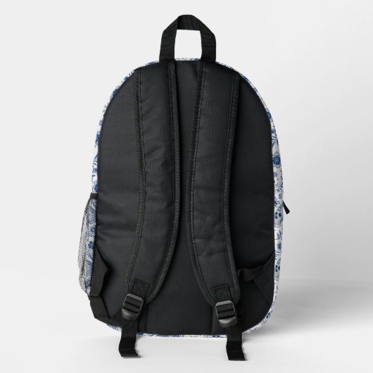 Skull Gzhel Pattern Personalized Backpack  Bedrukte Rugzak (Achterkant)
