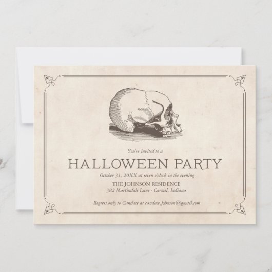 Skull Halloween-feest uitnodigt Kaart (Voorkant)