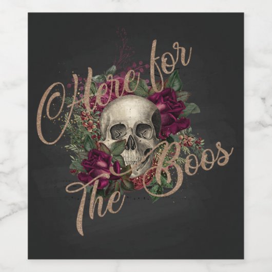 Skull Halloween, Halloween party, Gothic Halloween Wijn Etiket (Enkel label)