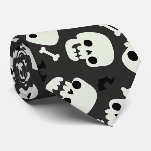 Skull Halloween naaamless Pattern Stropdas (Opgerold)