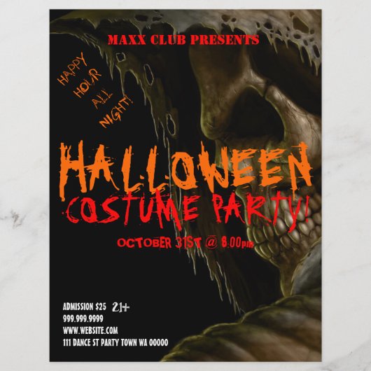 Skull Halloween Party Event Announcement Flyer (Voorkant)