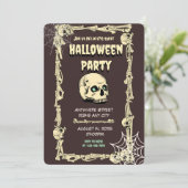 Skull Halloween Party Invitation Kaart (Staand voorkant)