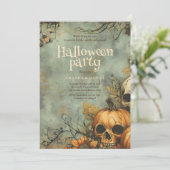 Skull Halloween Party Kaart (Staand voorkant)