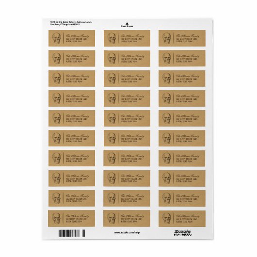 Skull Halloween Return-adreslabels Etiket (Full Sheet)