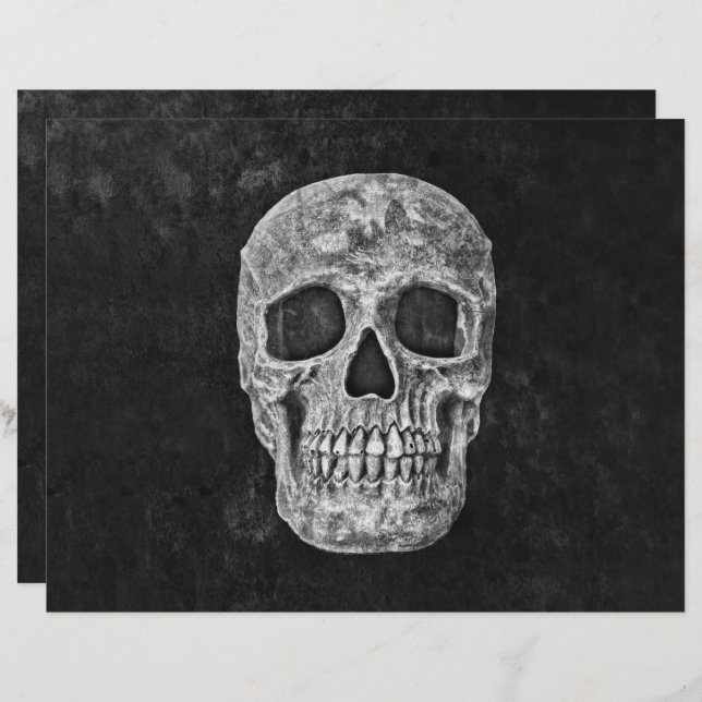 Skull Head Black en White Gothic Grunge (Voorkant / Achterkant)