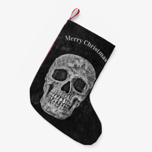 Skull Head Black en White Gothic Kerstmis Kleine Kerstsok