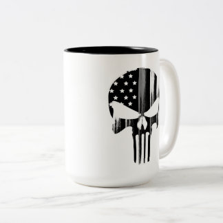 SKULL Head CorrecOfficer bij Flag Two-Tone Coffe Tweekleurige Koffiemok