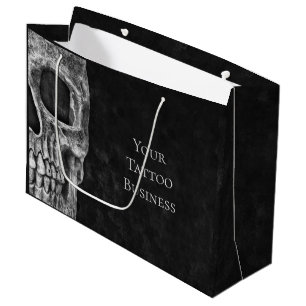 Skull Head Gothic Black en White Tattoo Shop Larg Groot Cadeauzakje