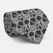 Skull Head Gothic Cool Black en White Pattern Stropdas (Opgerold)